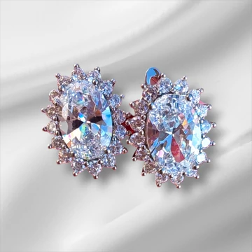 Nemesacél Ovális Kristály Fülbevaló