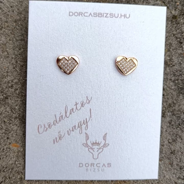 NEMESACÉL FÜLBEVALÓ SZÍV ALAKÚ-KÖVEKKEL