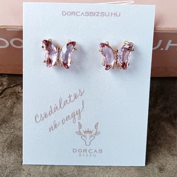 LILA PILLANGÓ- köves fülbevaló