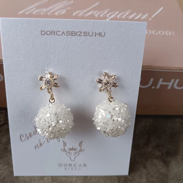 Kristály hógömb fülbevaló