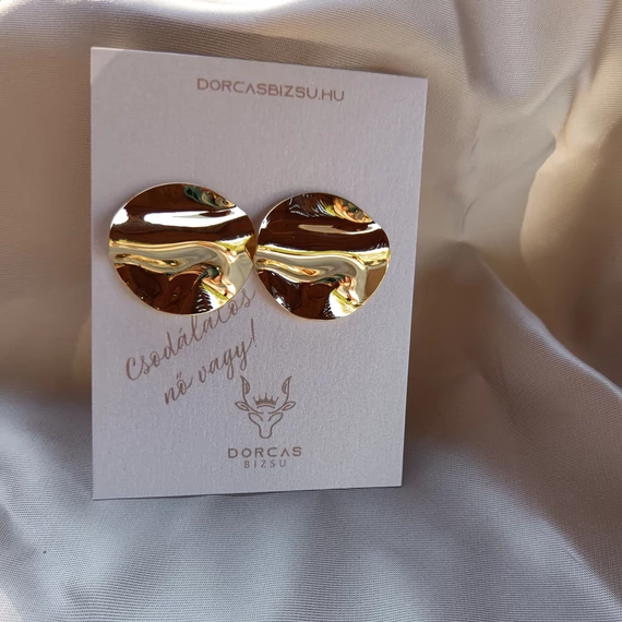 Nemesacél ívelt kör arany fülbevaló