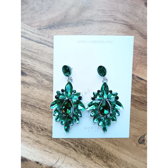 Smaragdzöld lógós extra virágos fülbevaló