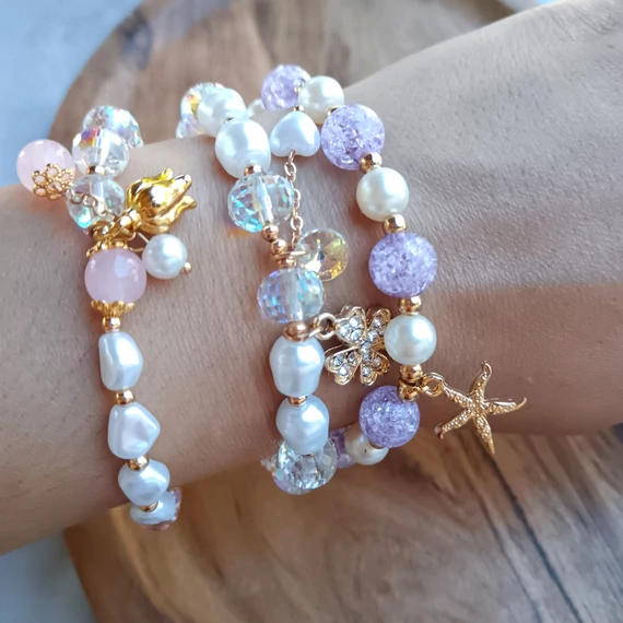 Lila tengericsillagos karkötő