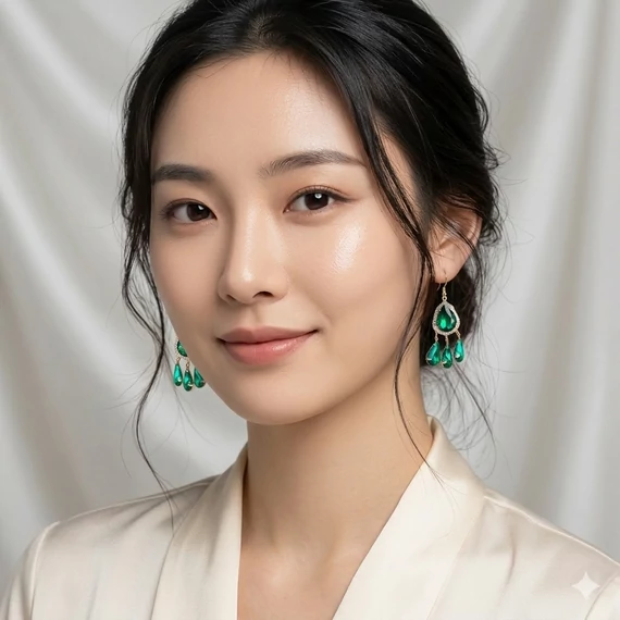 Smaragdzöld Kristályos Csepp Fülbevaló