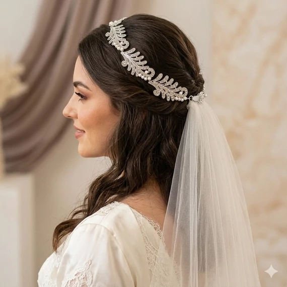 Menyasszonyi fejdísz, virágos