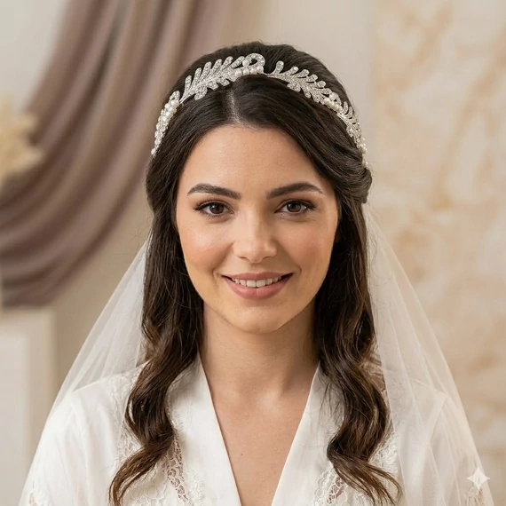 Menyasszonyi fejdísz, virágos