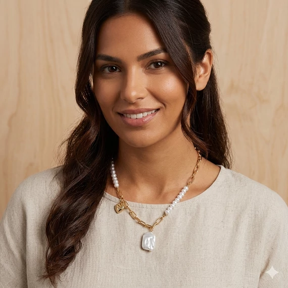 Teklagyöngyös Elina nyaklánc különleges medállal