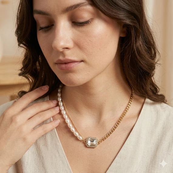 Nemesacél nyaklánc – Dupla soros AMIRA gold