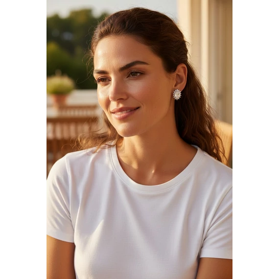 Nemesacél Ovális Kristály Fülbevaló