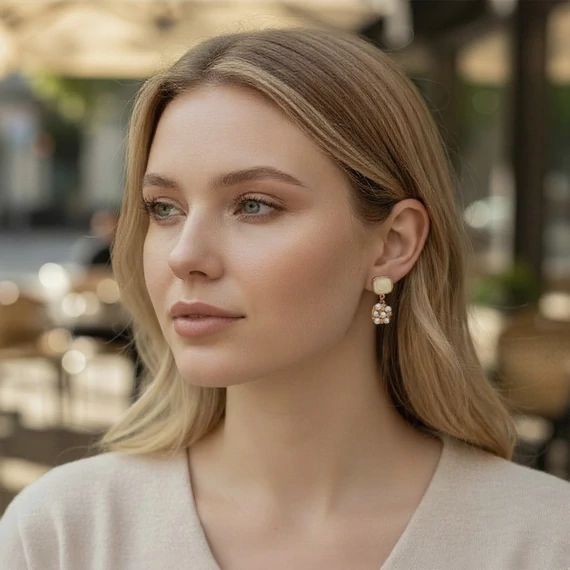 Arany színű gyöngyös klipsz fülbevaló