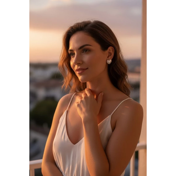 Szív Alakú Gyöngyházfényű Klipszes Fülbevaló