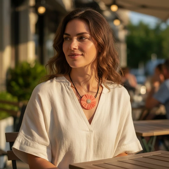 Narancs margaréta nyaklánc