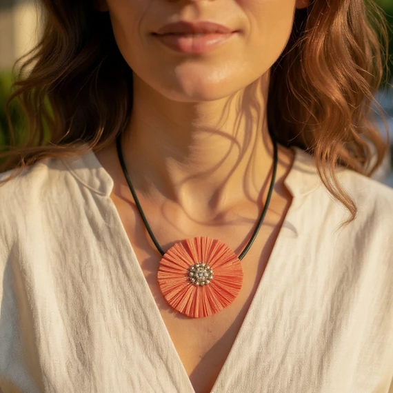 Narancs margaréta nyaklánc