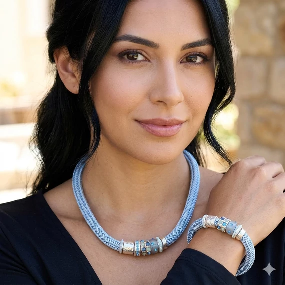 Babakék Kleopátra szett (nyaklánc és karkötő)